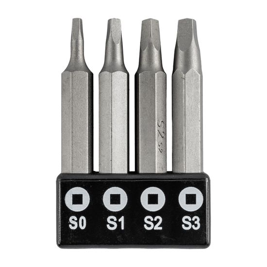 Screwdriver Bit Set Square Recess 4pce 50mm Sq0.1.2.3